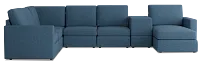Citymod Blue Fabric Large Right Chaise Sectional With Storage Console