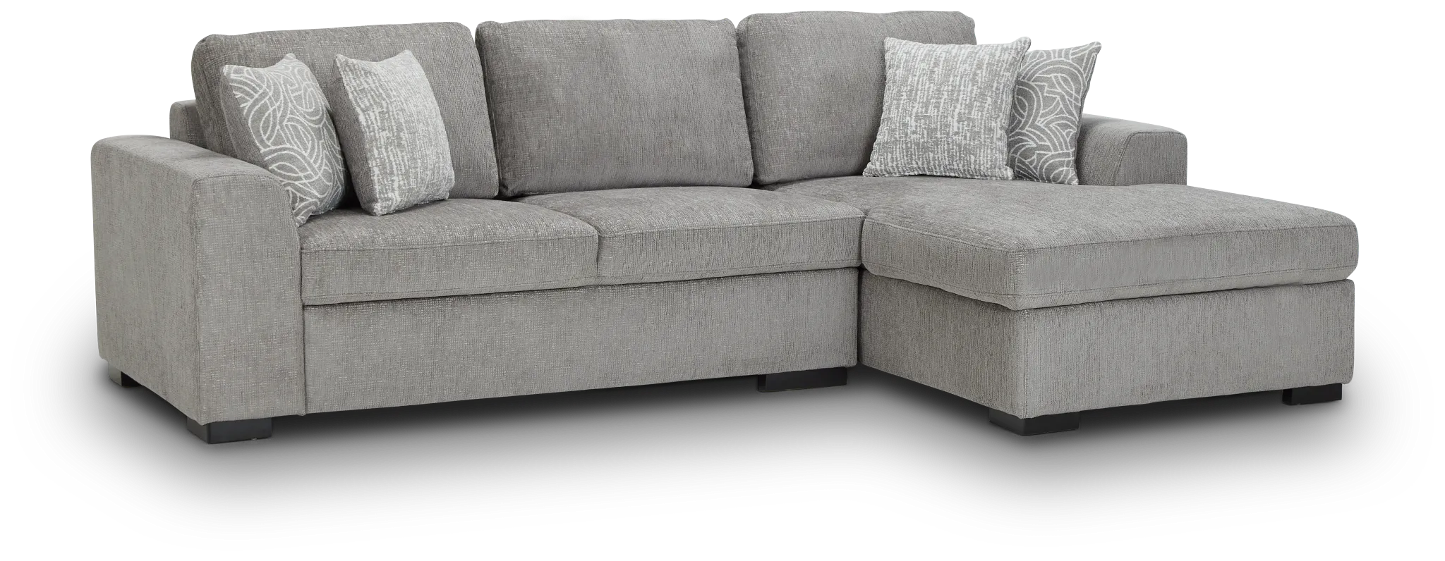 Blakely Gray Fabric Right Chaise Storage Sectional