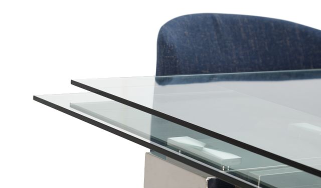 Fresno Glass Dk Blue Rectangular Table & 4 Upholstered Chairs
