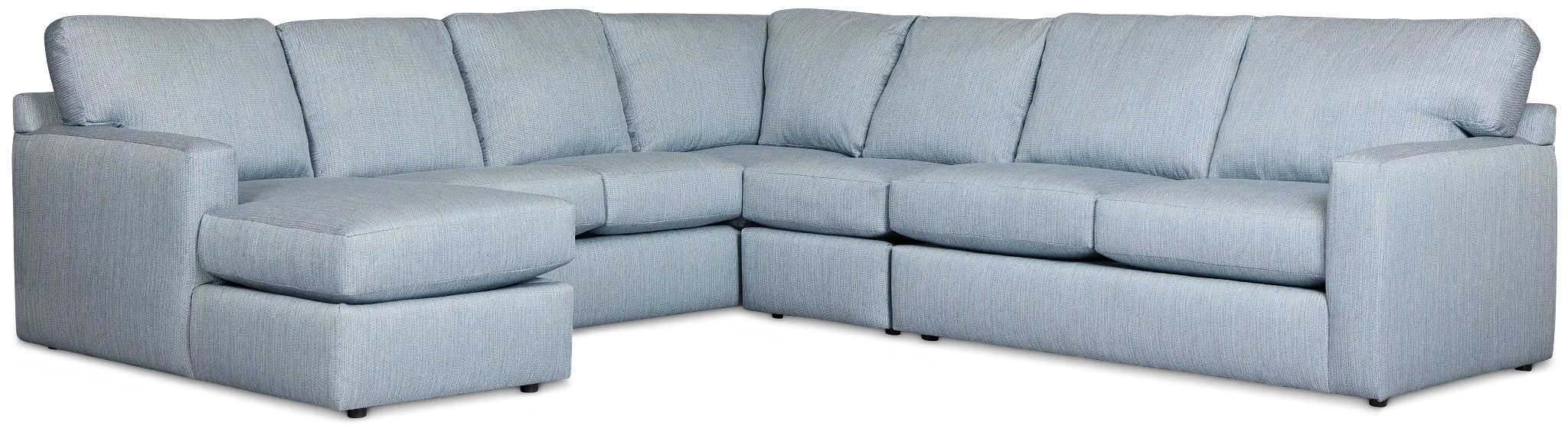 Rhodes Light Blue Fabric Large Left Chaise Sectional