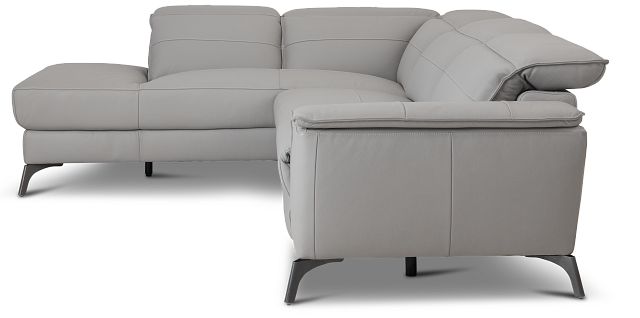 Pearson Gray Leather Left Bumper Sectional