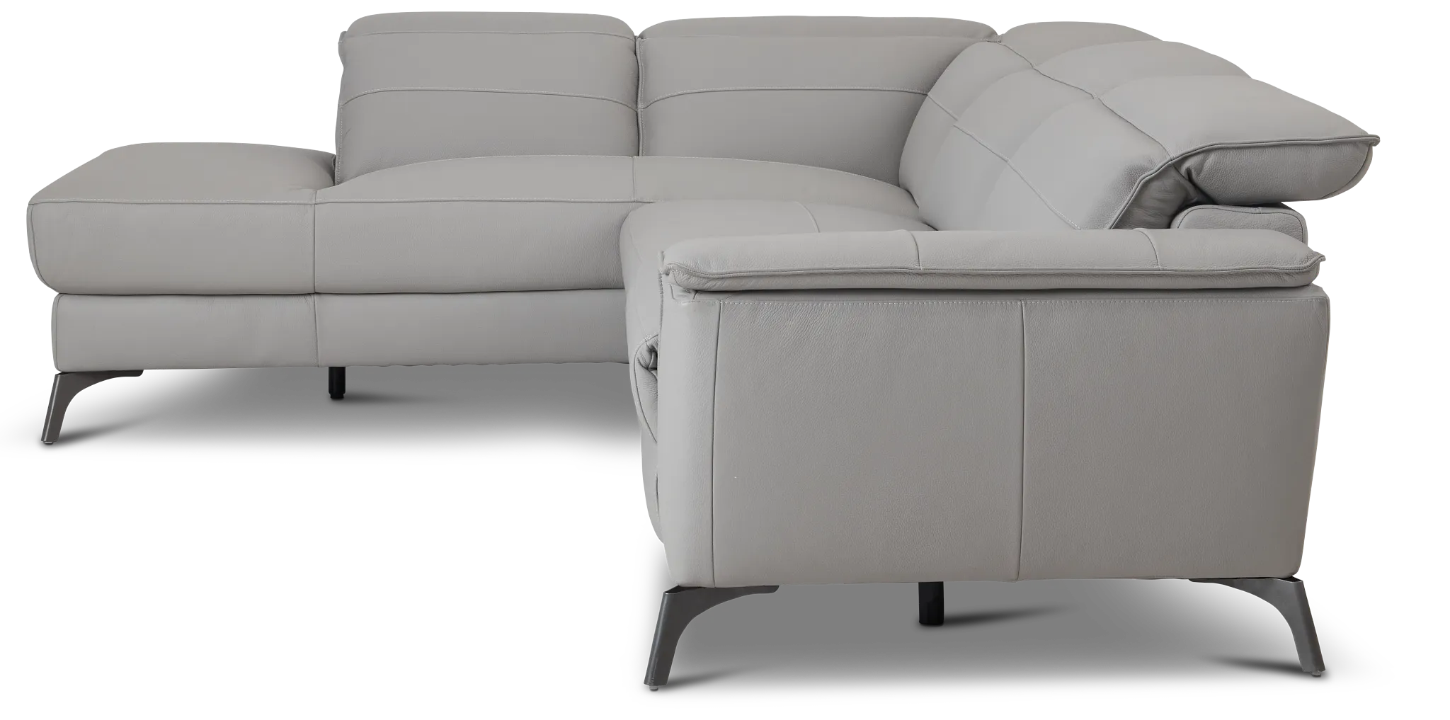 Pearson Gray Leather Left Bumper Sectional