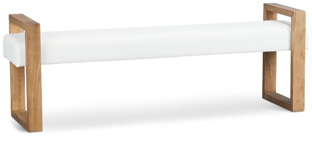 Haven White Upholstered Dining Bench