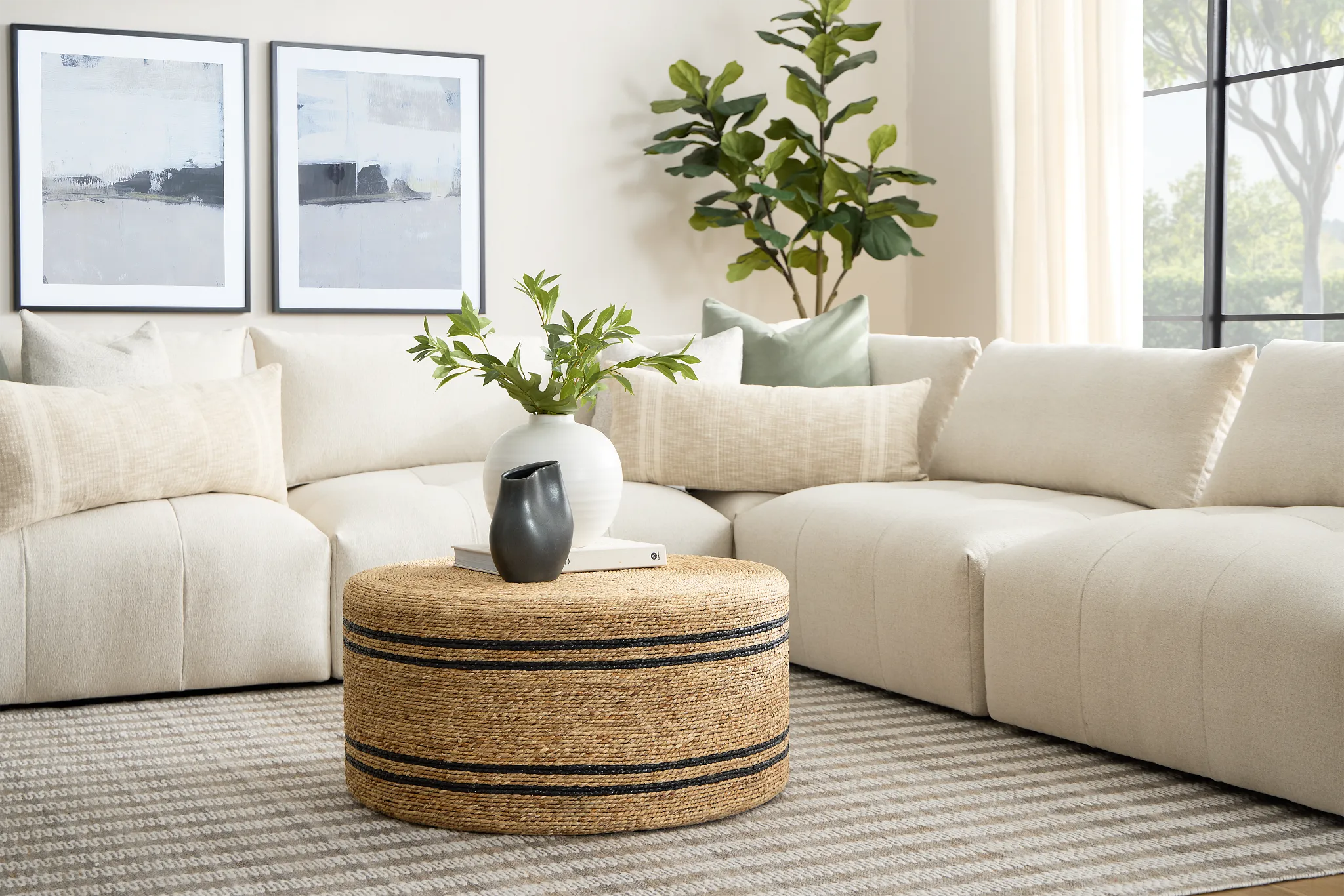 Remi Light Beige Fabric 5-piece Modular Sectional