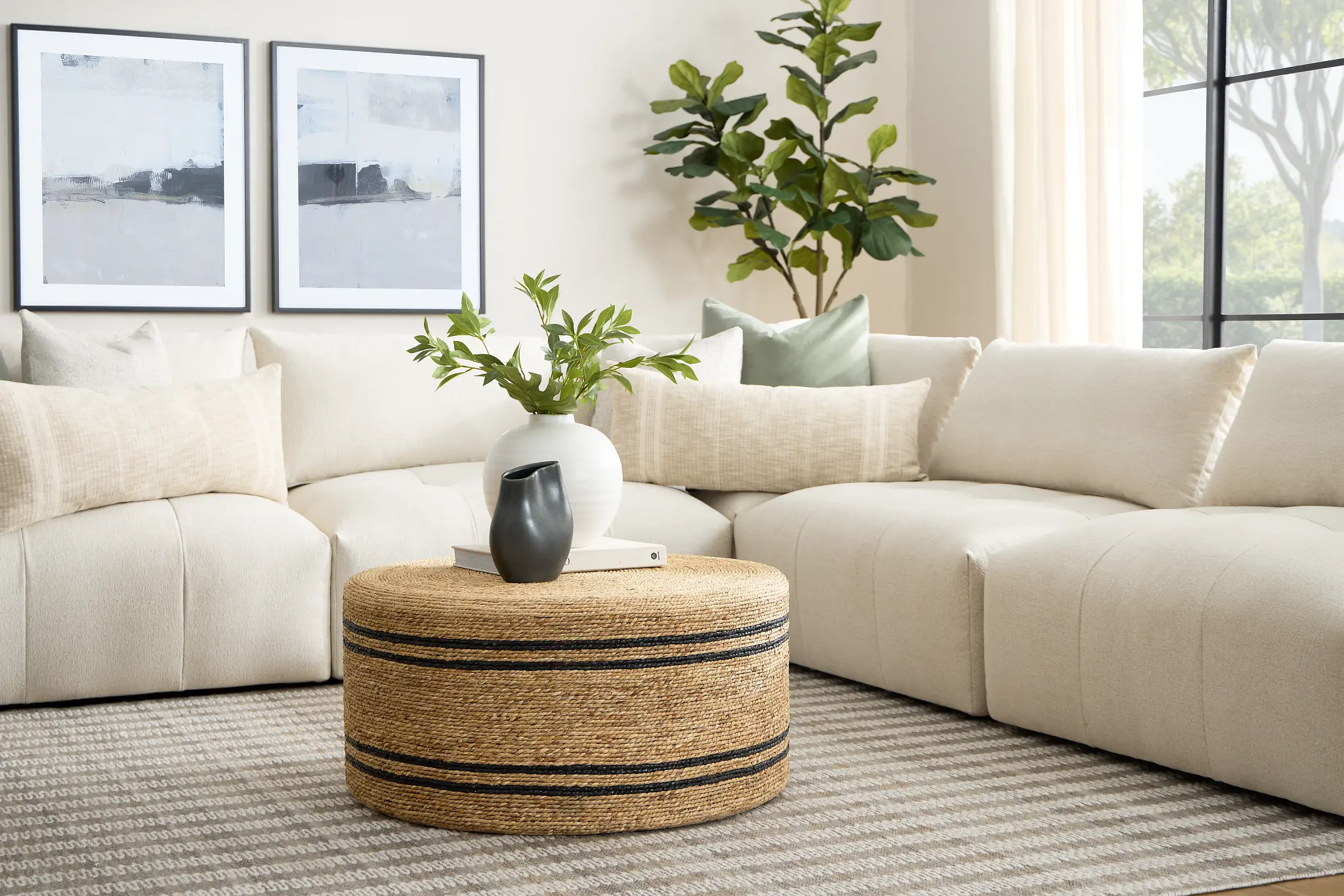 Remi Light Beige Fabric 5-piece Modular Sectional Remi Light Beige Fabric 5-piece Modular Sectional