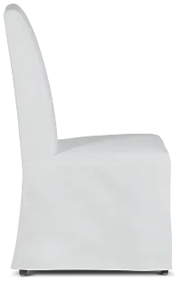 Destination White Long Slipcover Chair With Medium-tone Leg