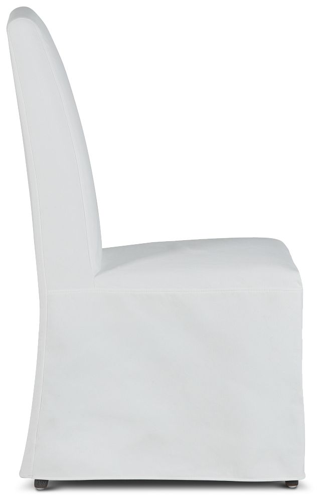 Destination White Long Slipcover Chair With Medium-tone Leg