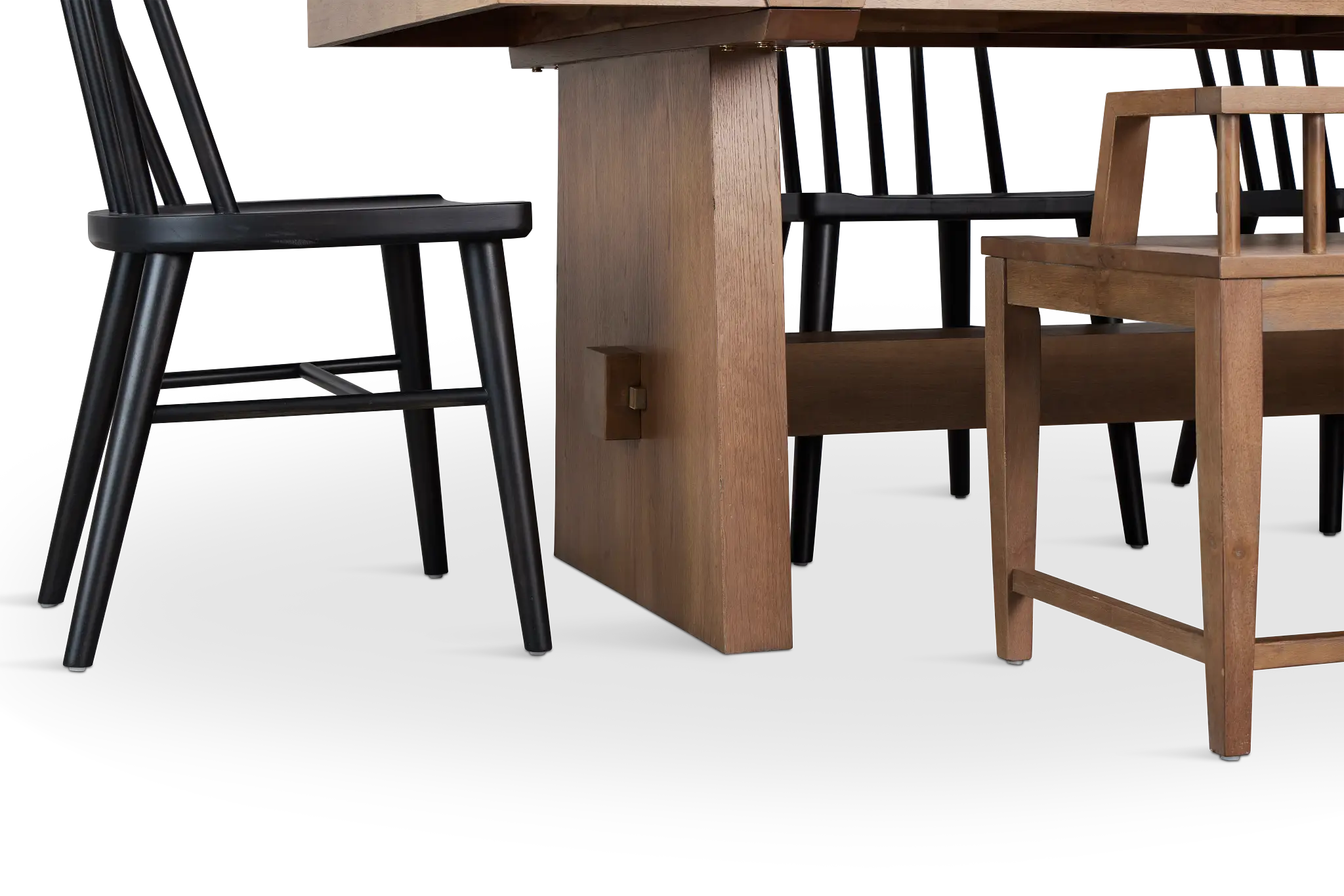 Provo Mid Tone Trestle Table With 4 Wood Side Chairs & Bench Provo Mid Tone Trestle Table With 4 Wood Side Chairs & Bench