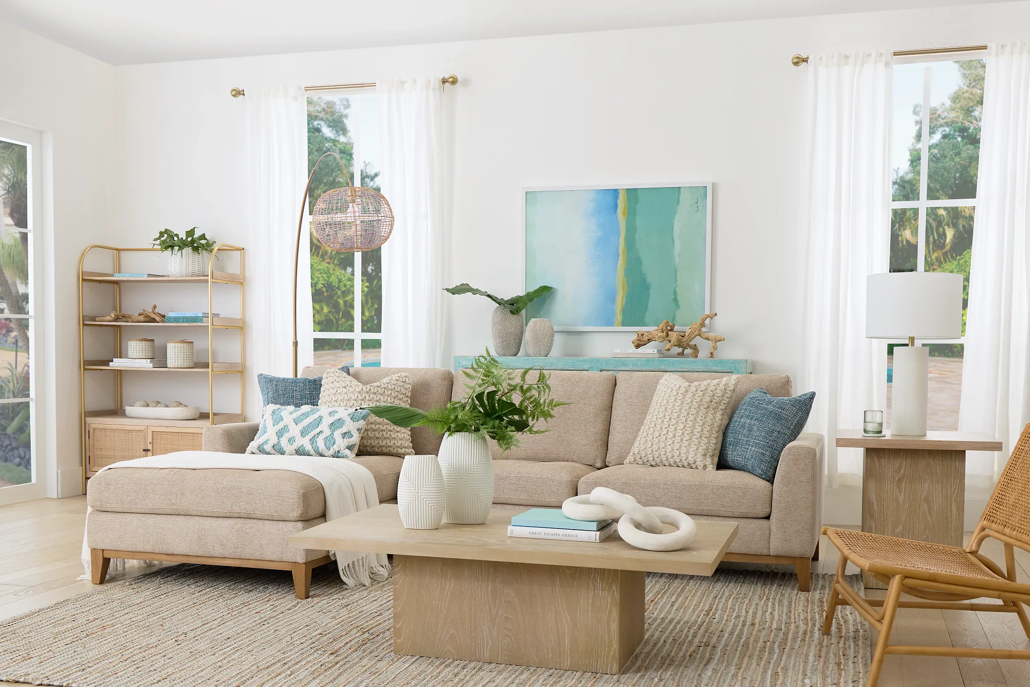 Maisie Light Brown Fabric Left Chaise Sectional