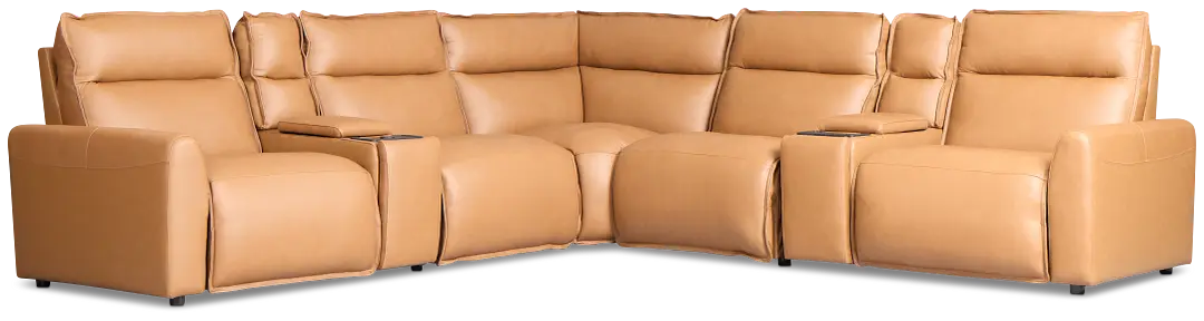 Edison Medium Brown Leather/Vinyl Large Dual Power Reclining Two-arm Sectional Edison Medium Brown Leather/Vinyl Large Dual Power Reclining Two-arm Sectional