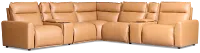 Edison Medium Brown Leather/Vinyl Large Dual Power Reclining Two-arm Sectional