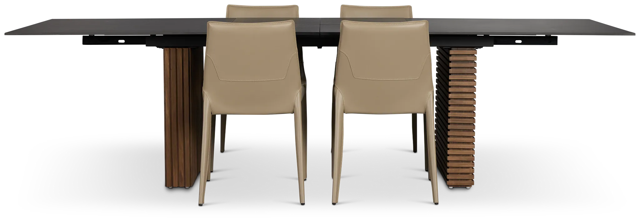 Wayne Two-tone Stone Rectangular Table & 4 Beige Upholstered Chairs