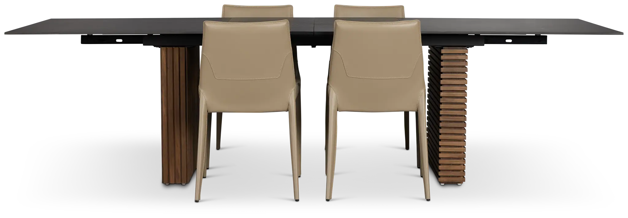Wayne Two-tone Stone Rectangular Table & 4 Beige Upholstered Chairs Wayne Two-tone Stone Rectangular Table & 4 Beige Upholstered Chairs