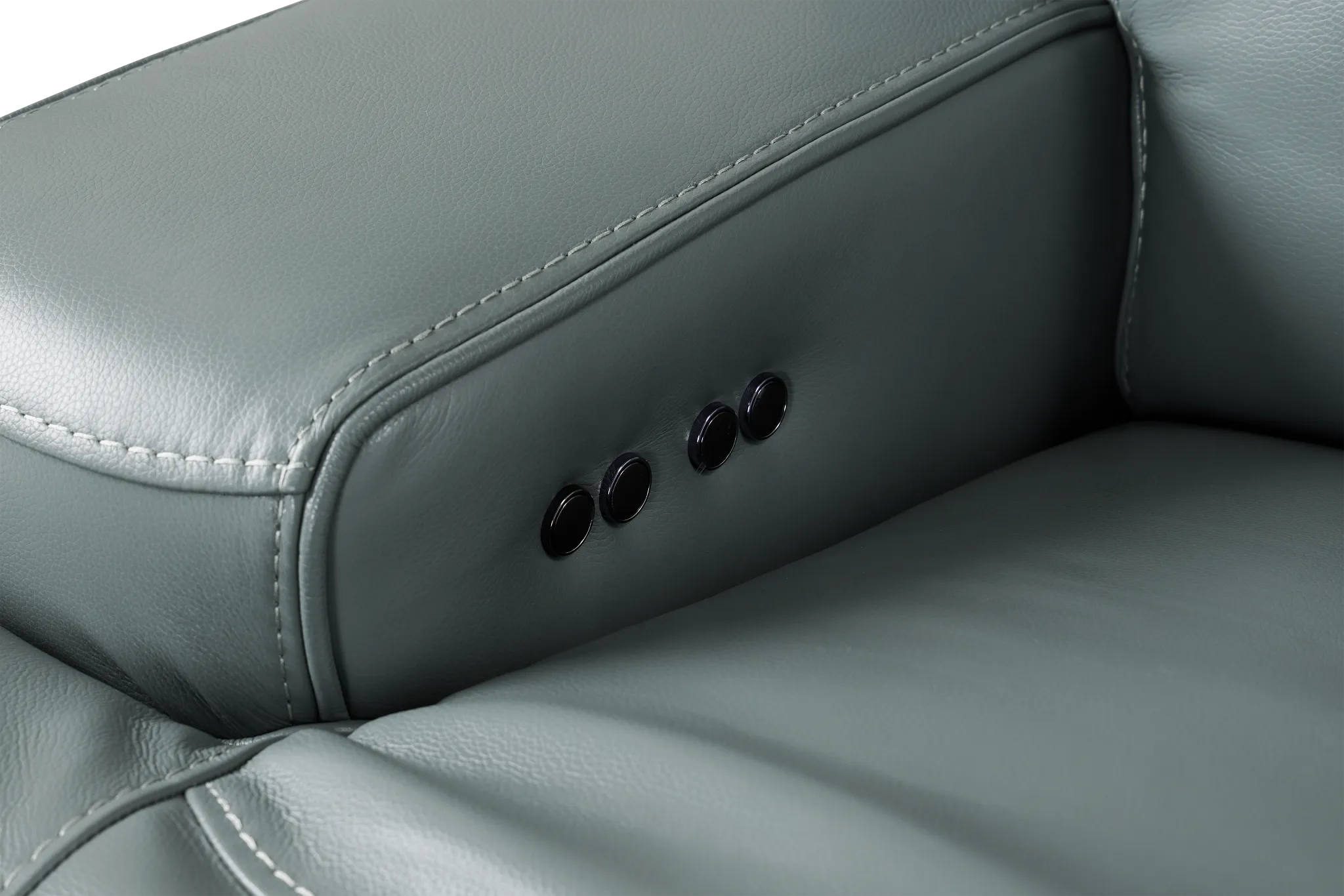 Reign Green Lthr/vinyl Large Triple Power Reclining Two-arm Sectional