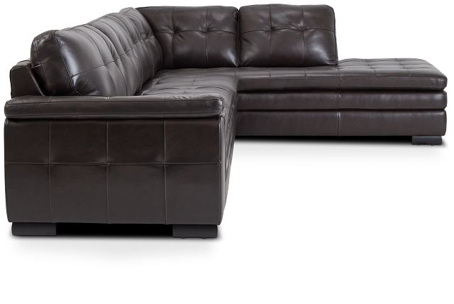 Braden Dark Brown Leather Medium Right Bumper Sectional