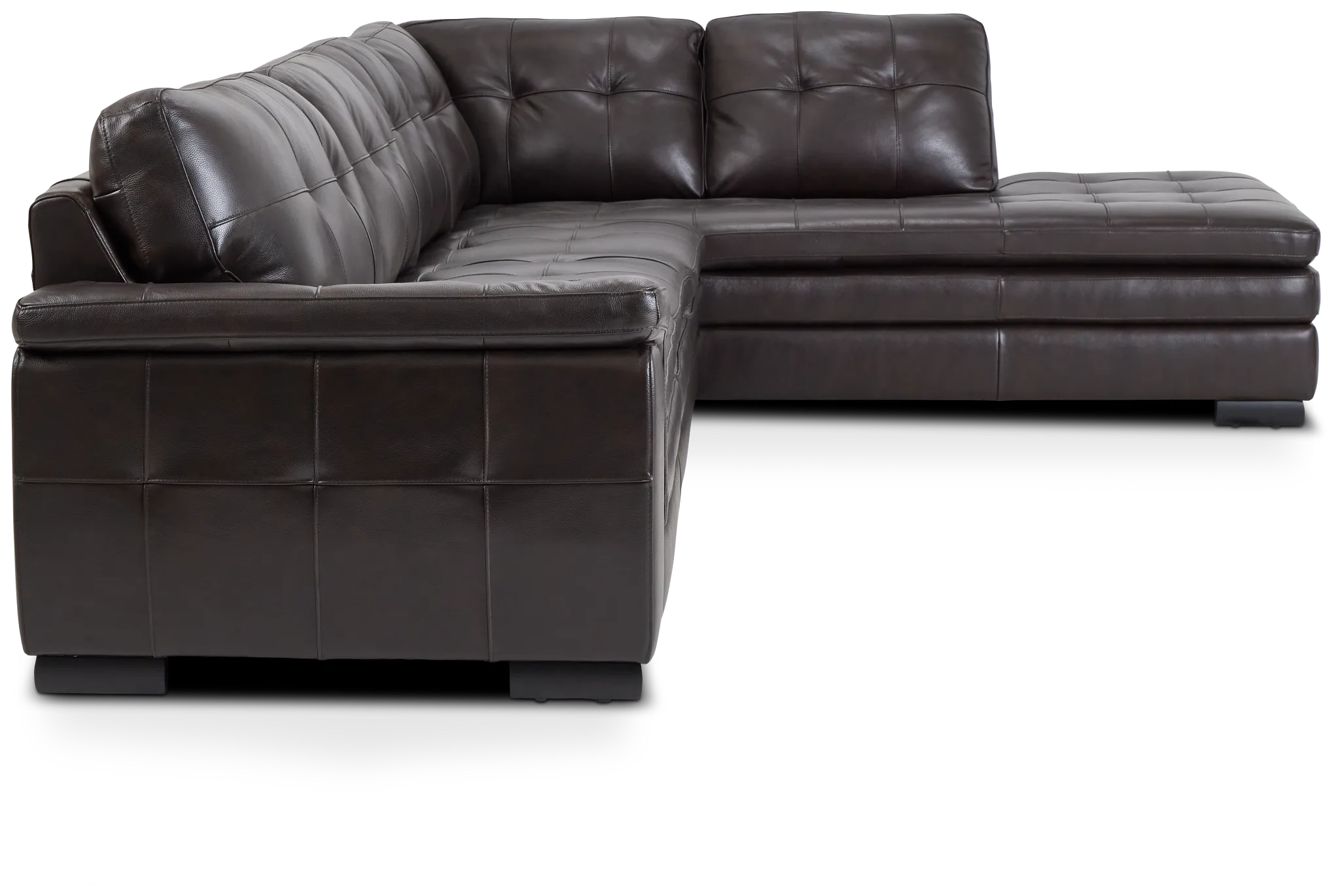 Braden Dark Brown Leather Medium Right Bumper Sectional