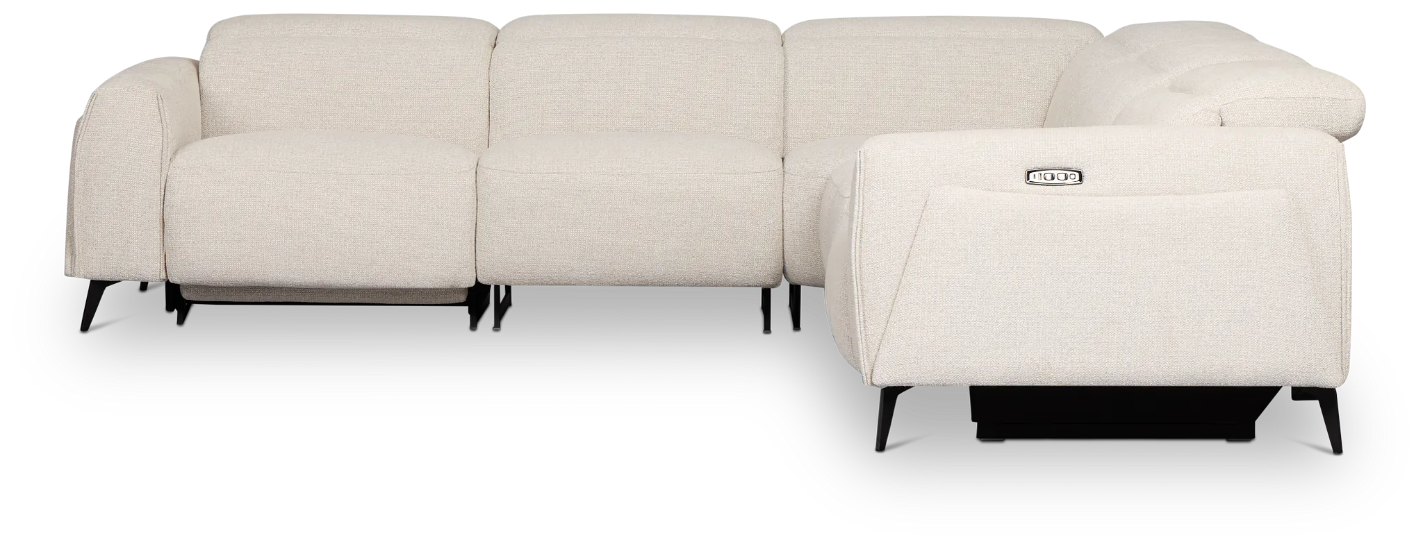 Reyna Light Beige Fabric Small Dual Power Reclining Two-arm Sectional