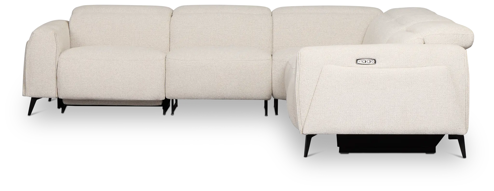 Reyna Light Beige Fabric Small Dual Power Reclining Two-arm Sectional Reyna Light Beige Fabric Small Dual Power Reclining Two-arm Sectional