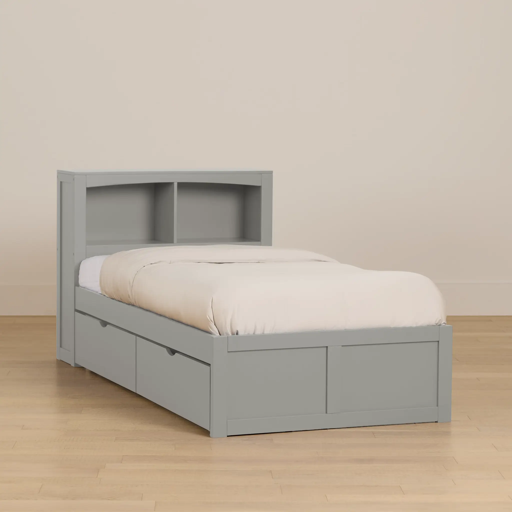 Charleston Gray Bookcase Bed With 2 Storage Drawers Charleston Gray Bookcase Bed With 2 Storage Drawers