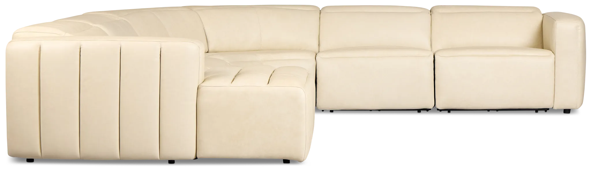 Jace Ivory Lthr/vinyl Small Dual Power Left Chaise Sectional