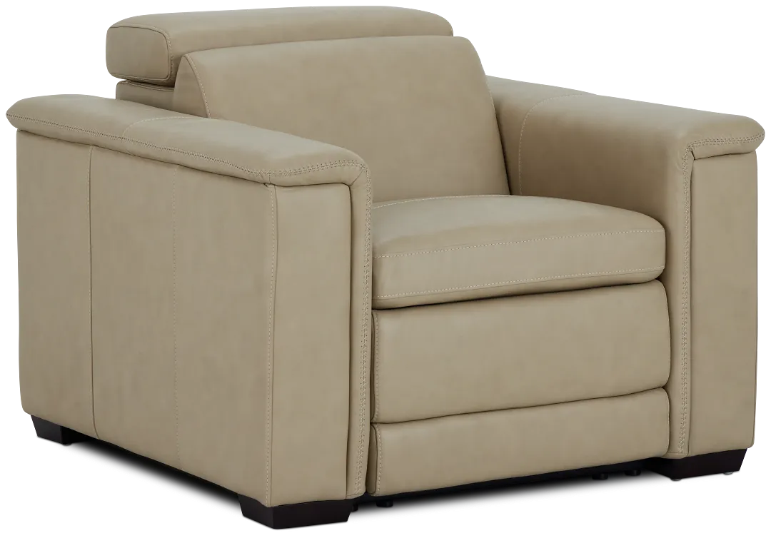 Ainsley Beige Leather Power Recliner