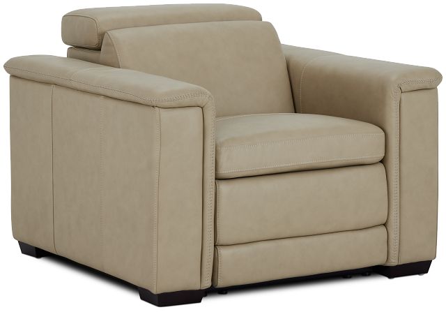 Ainsley Beige Leather Power Recliner