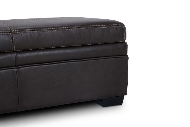 Carson Dark Brown Leather Storage Ottoman