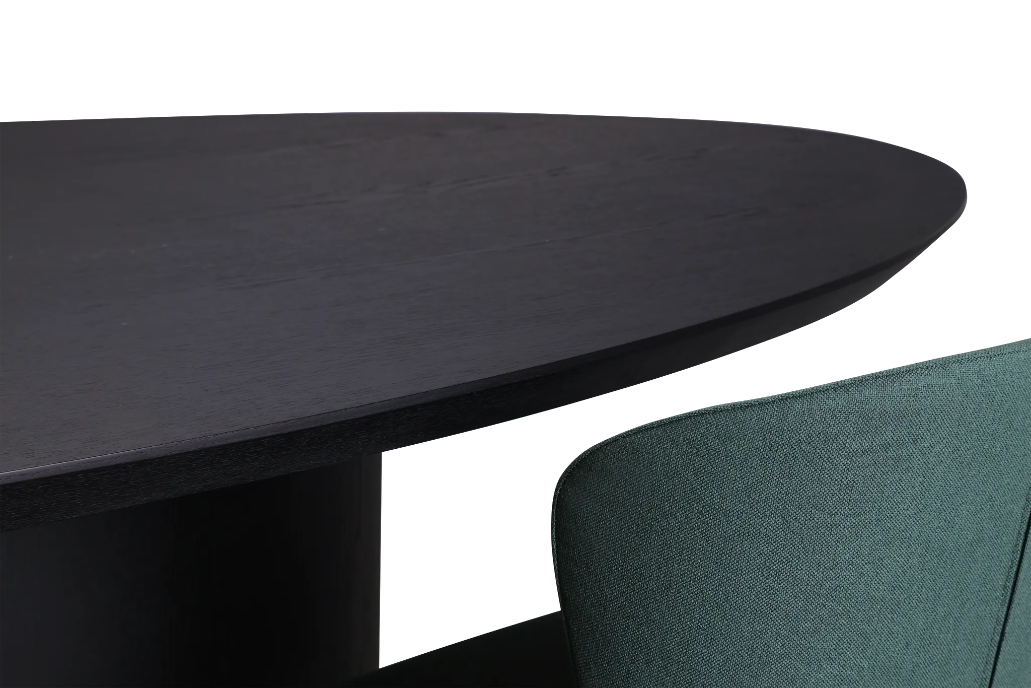 Nomad Black 94" Oval Table & 4 Dark Green Chairs W/ Black Legs