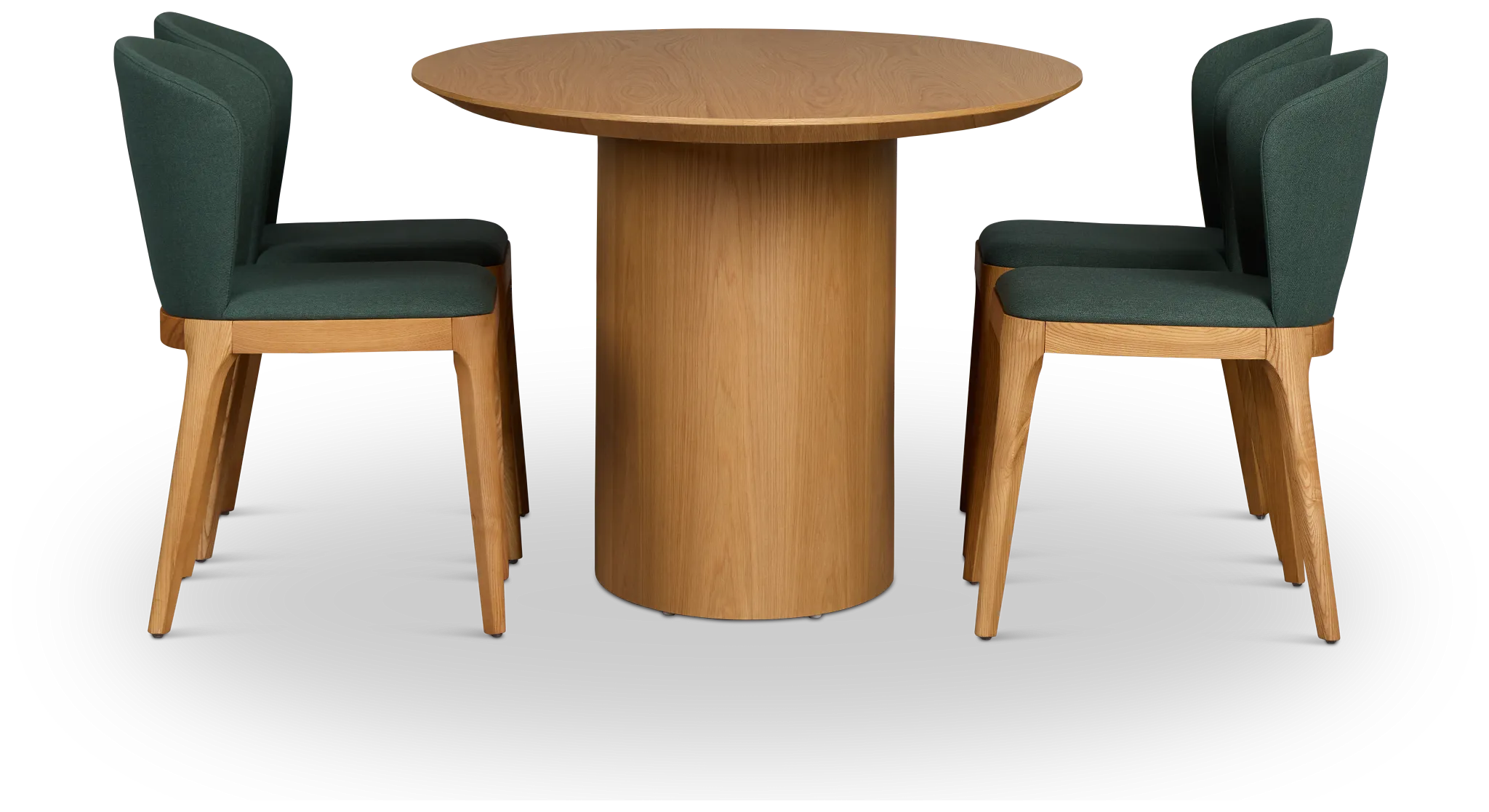 Nomad Light Tone 78" Oval Table & 4 Dark Green Chairs W/ Light Tone Leg