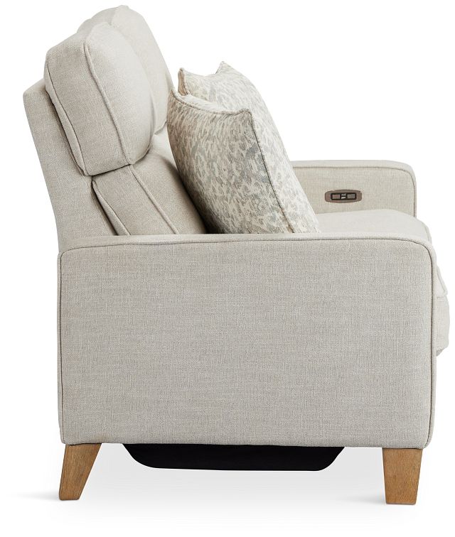 Bayside Light Beige Fabric Power Reclining Loveseat