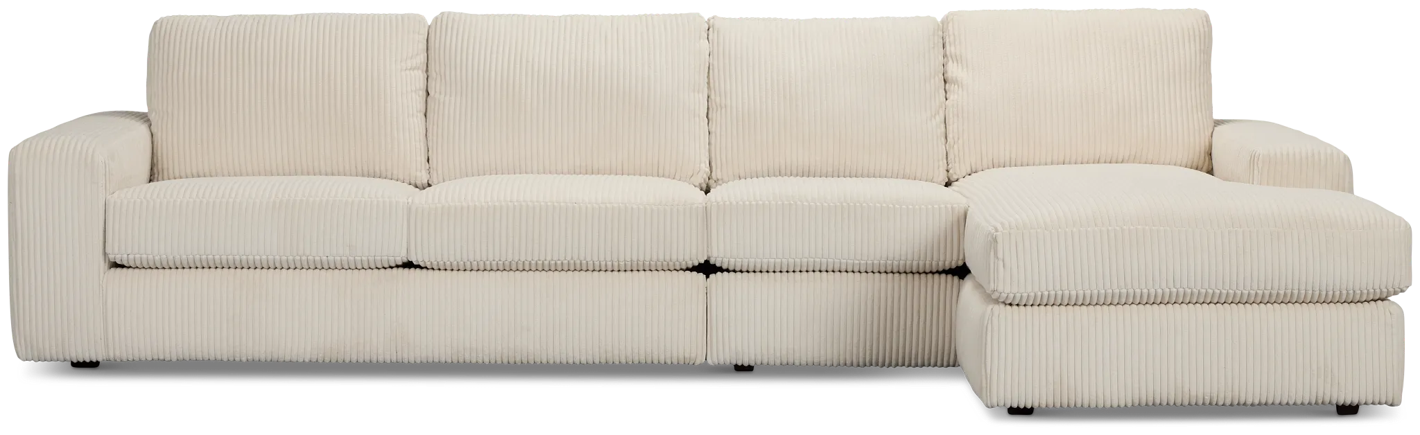 Charlie Ivory Fabric Small Right Chaise Sectional