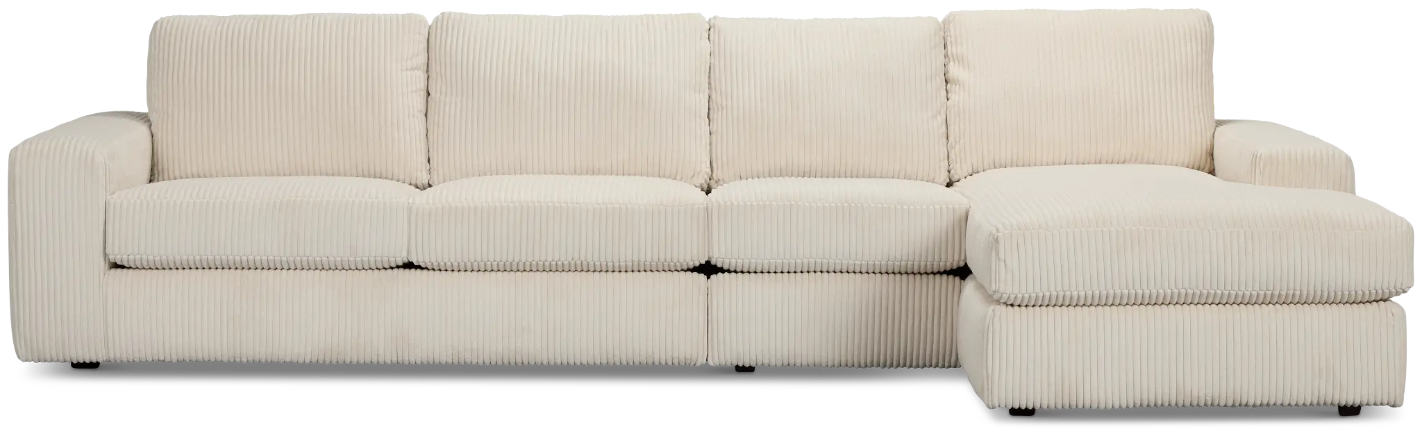 Charlie Ivory Fabric Small Right Chaise Sectional Charlie Ivory Fabric Small Right Chaise Sectional