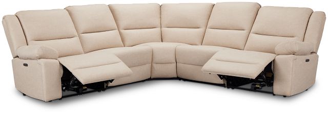 Peyton Beige Micro Small Two-arm Power Reclining Sectional