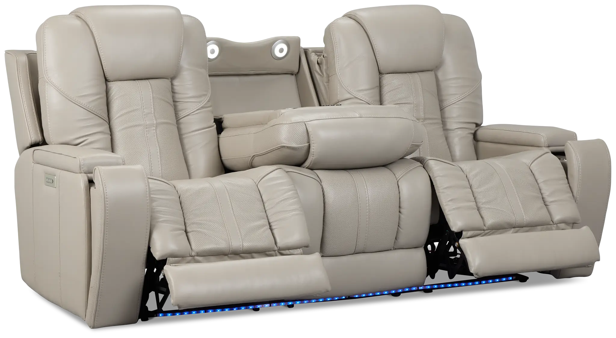 Eclipse Light Gray Lthr/vinyl Power Reclining Sofa W/ Massage Eclipse Light Gray Lthr/vinyl Power Reclining Sofa W/ Massage