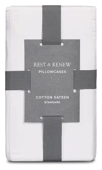 Rest & Renew Cotton Sateen White 300 Thread Set Of 2 Pillowcases