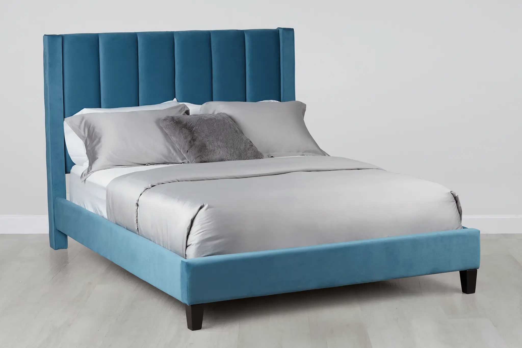 Audrey Blue Velvet Platform Bed Audrey Blue Velvet Platform Bed