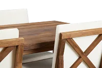 Linear 70" White 70" Teak Table & 4 Cushioned Side Chairs