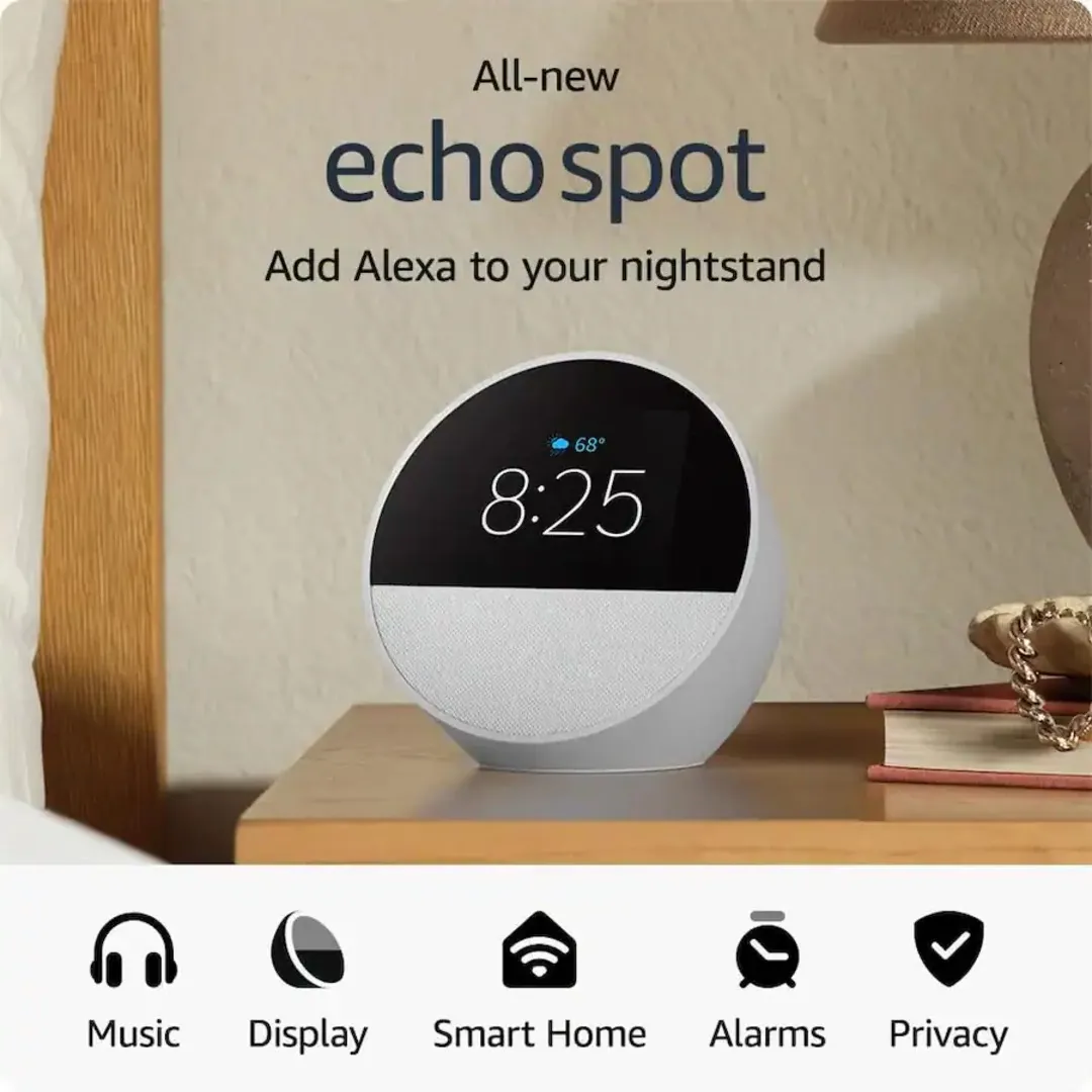 Amazon Echo Spot White Smart Alarm Clock