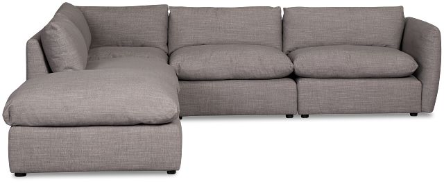Serena Gray Fabric 5-piece Left Facing Bumper Sectional