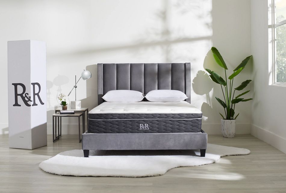 Audrey Dark Gray Velvet Platform Bed Bedroom Beds City Furniture