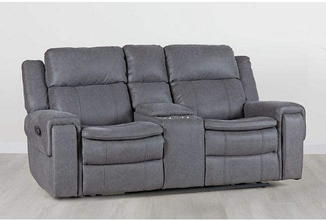 Scout Gray Micro Reclining Console Loveseat