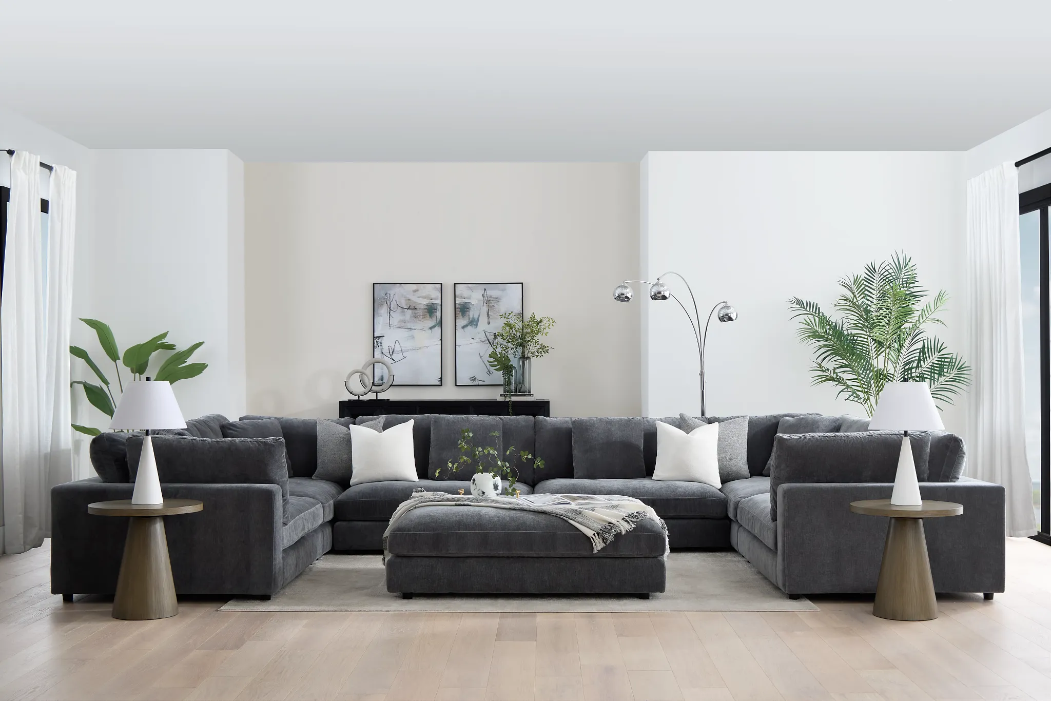 Lounge Dark Gray Fabric U-shaped Sectional