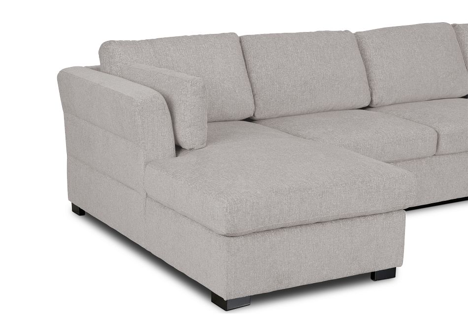 Amber Light Gray Fabric Double Chaise Sleeper Sectional