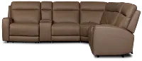 Flexsteel Belmont Dark Brown Lthr/vinyl Large Triple Power Reclining Two-arm Sectional