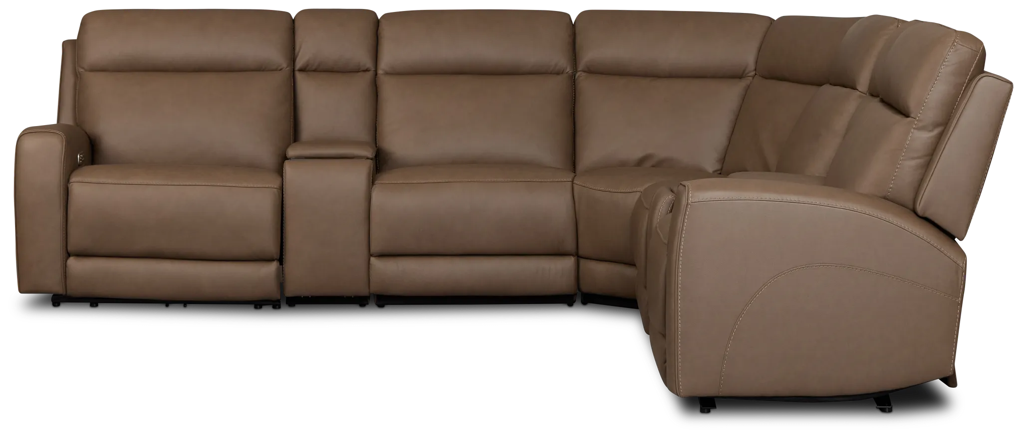 Flexsteel Belmont Dark Brown Lthr/vinyl Large Triple Power Reclining Two-arm Sectional