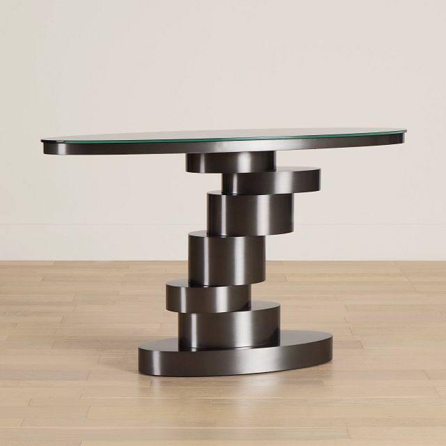 Ambrose Black Glass Console Table