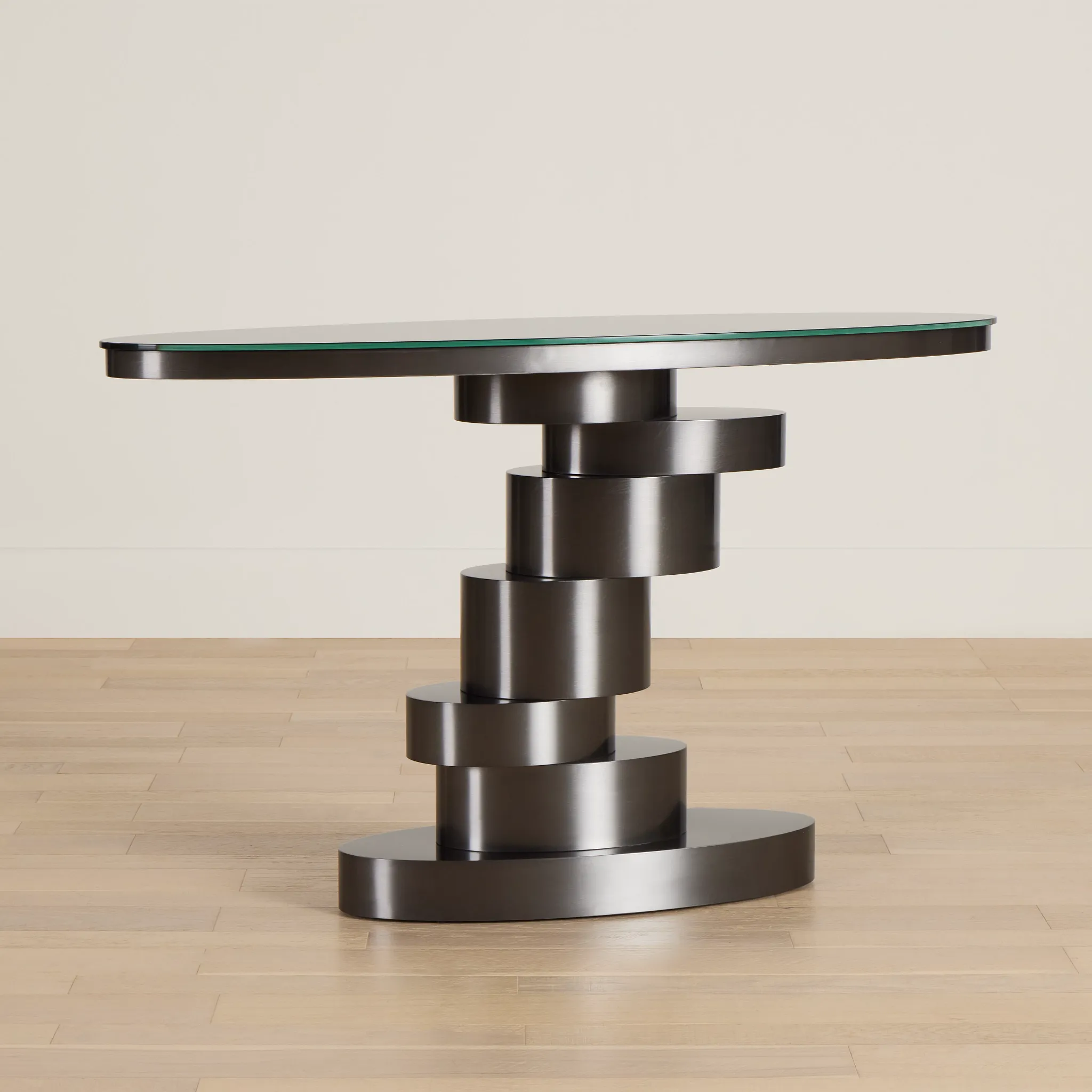 Ambrose Black Glass Console Table