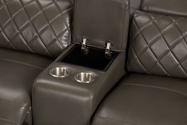 Ava Dark Gray Micro Large Triple Power Reclining Two-arm Sectional