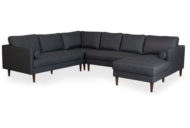 Rue Gray Fabric Medium Right Chaise Sectional