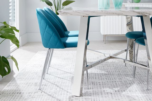 Capri White 70" Rectangular Table With Stainless Steel Legs